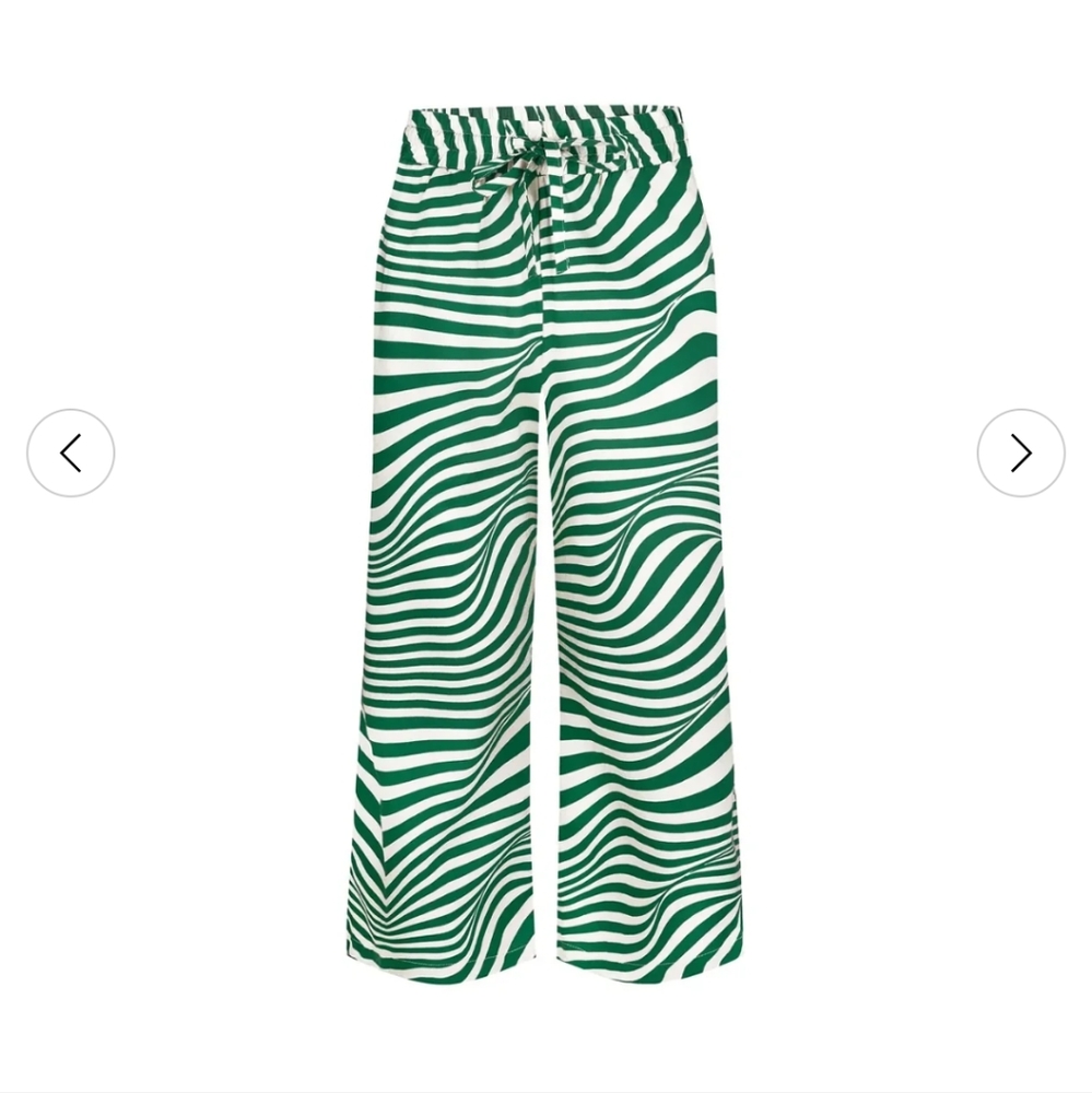 Green and White Striped Pants